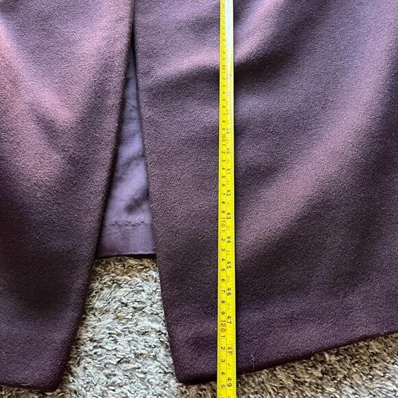 JoD Trench Coat Womens 22W Burgundy 100% Wool Velvet Collar 100% Leather Gloves - Picture 8 of 15